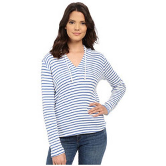 Splendid Women's Long Sleeve Meridien Stripe Loose Knit Hoodie Size M Blue White - Picture 1 of 6